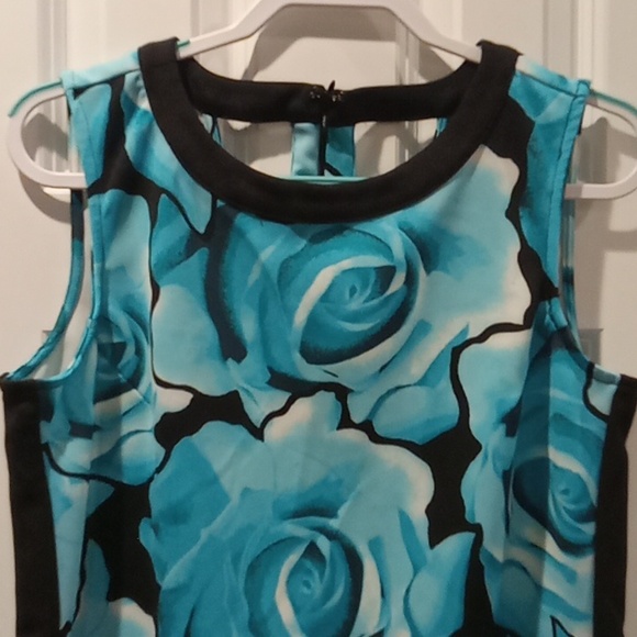 Worthington Blue and Black Floral Mini Dress - Picture 3 of 7
